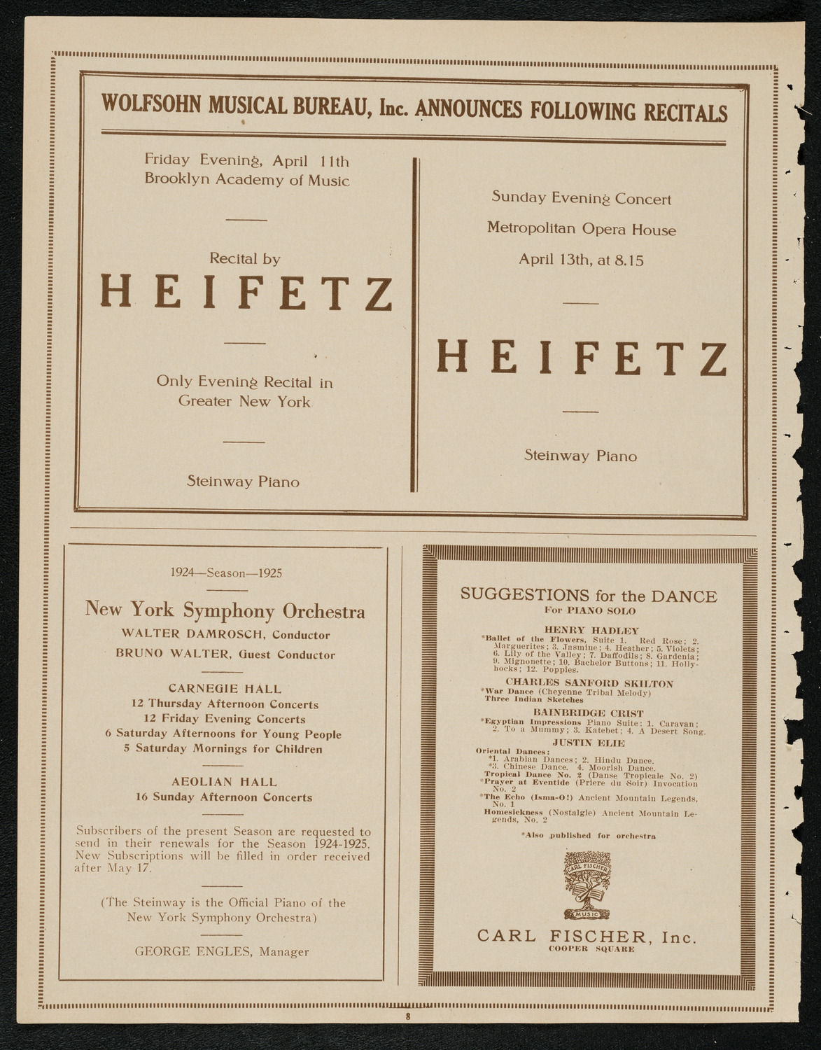 Oratorio Society of New York, April 9, 1924, program page 8