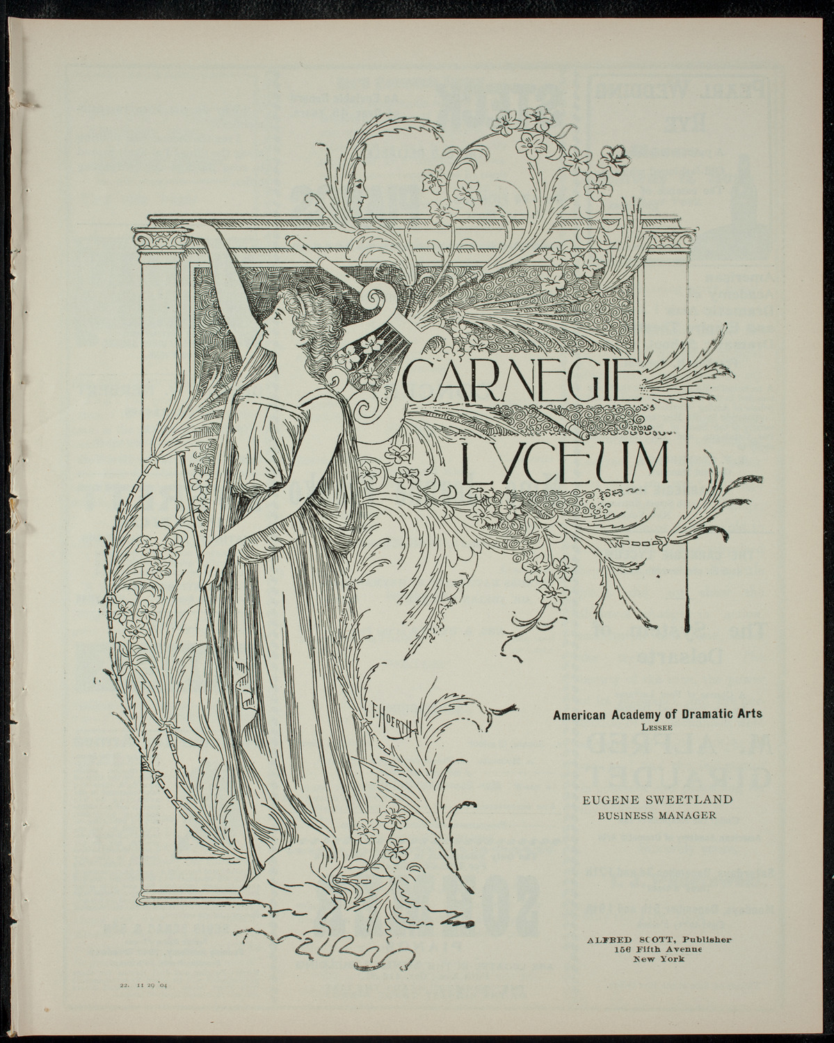 Mme. Jeanne Franko, November 29, 1904, program page 1