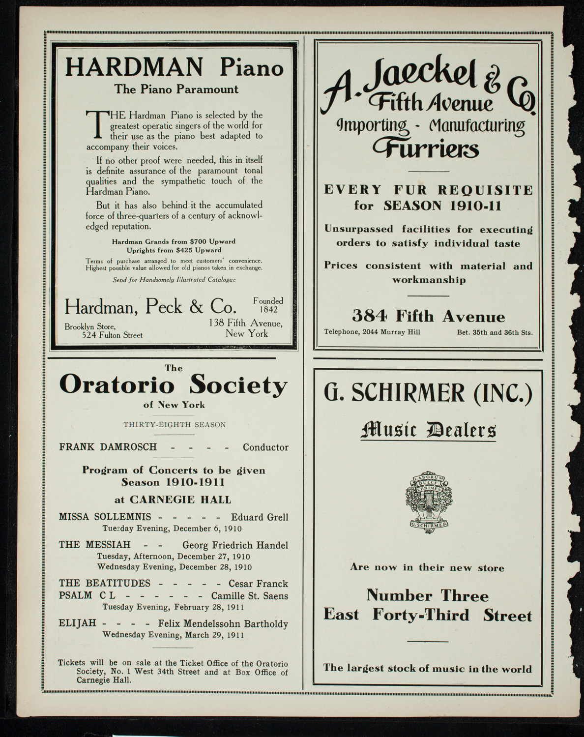 New York Philharmonic, November 13, 1910, program page 8