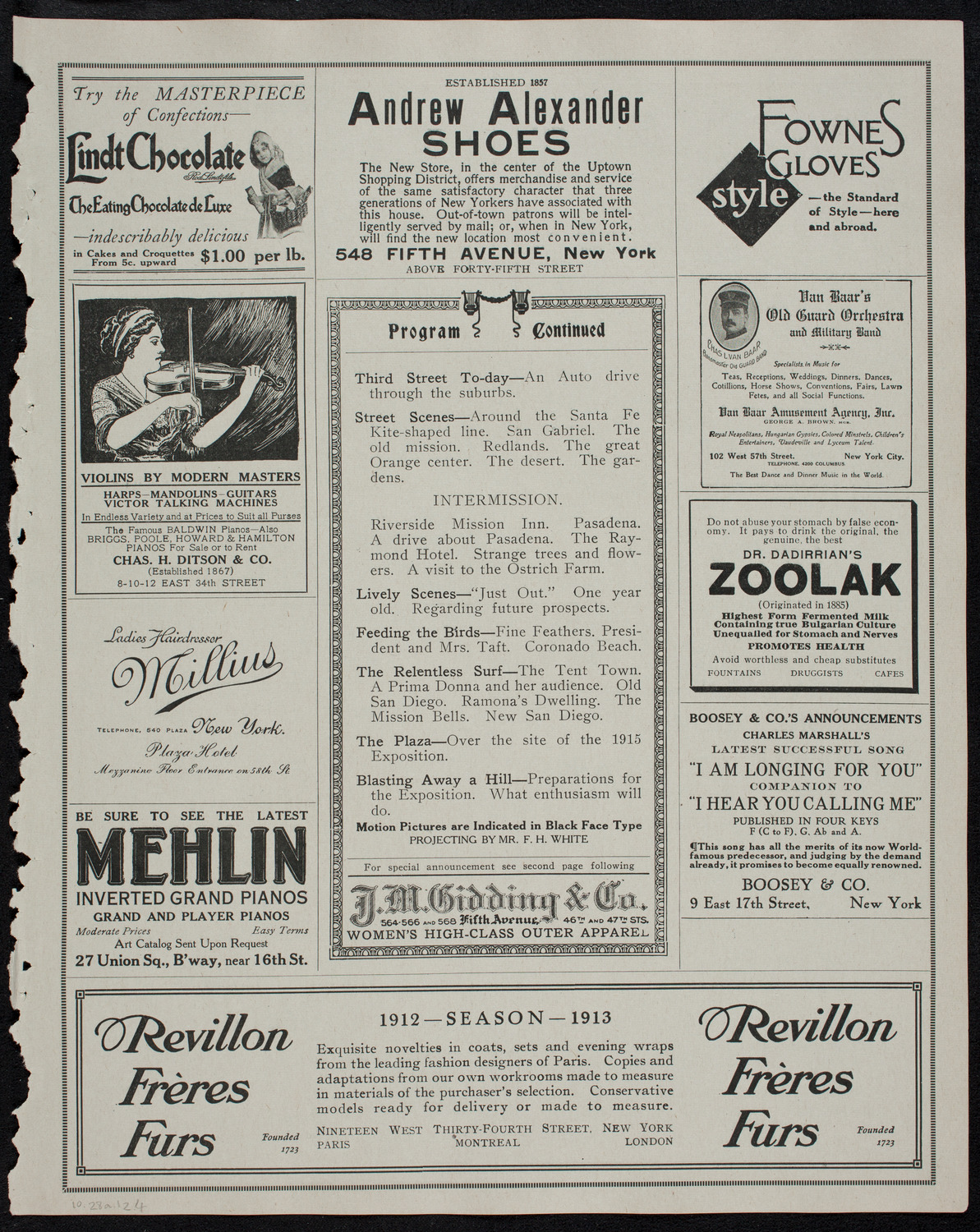 Elmendorf Lecture: The Great Southwest, October 28, 1912, program page 7