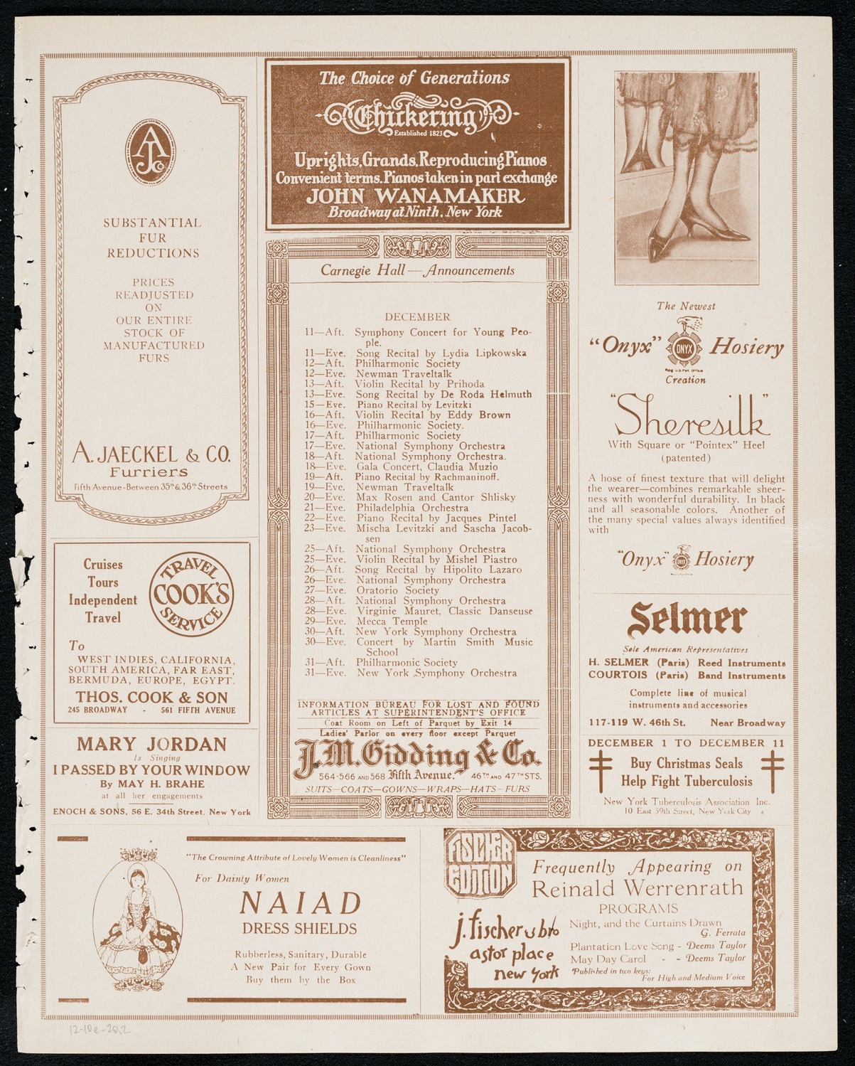 New York Symphony Orchestra, December 10, 1920, program page 3