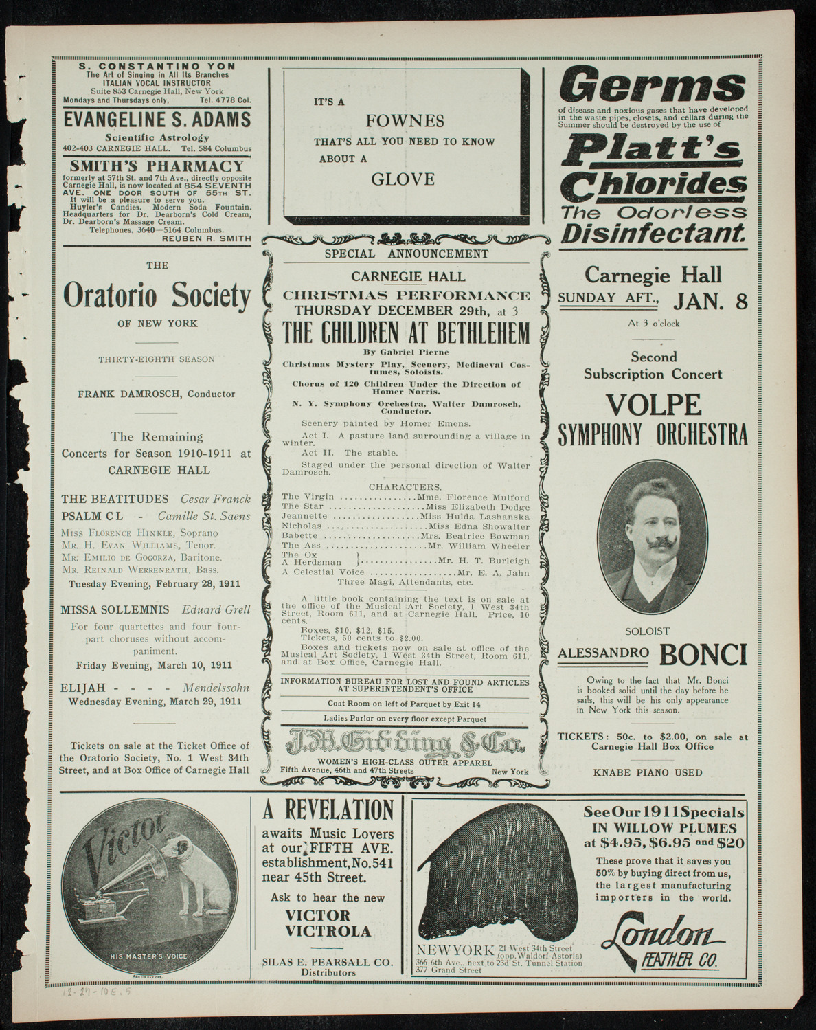 New York Philharmonic, December 27, 1910, program page 9