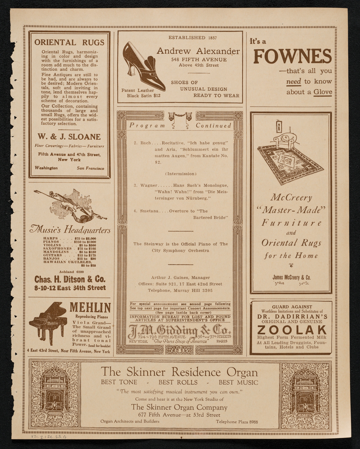 City Symphony Orchestra, February 12, 1923, program page 7