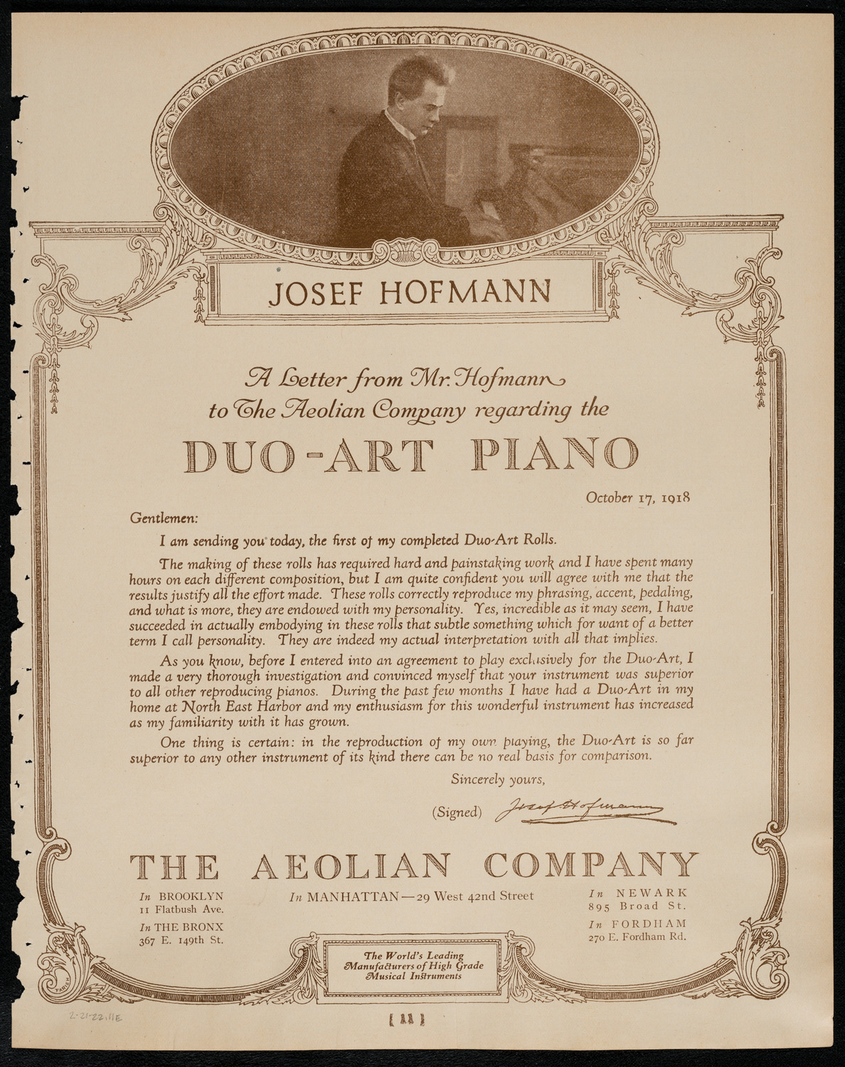 Oratorio Society of New York, February 21, 1922, program page 11