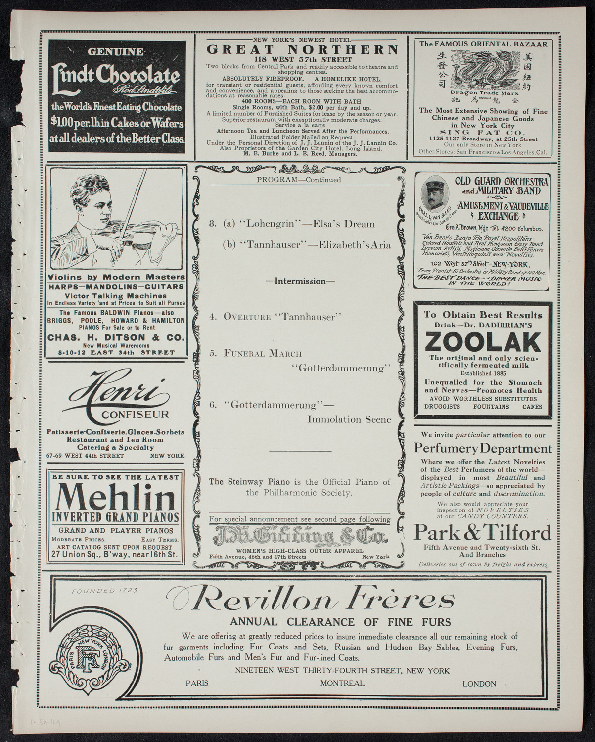 New York Philharmonic, January 15, 1911, program page 7