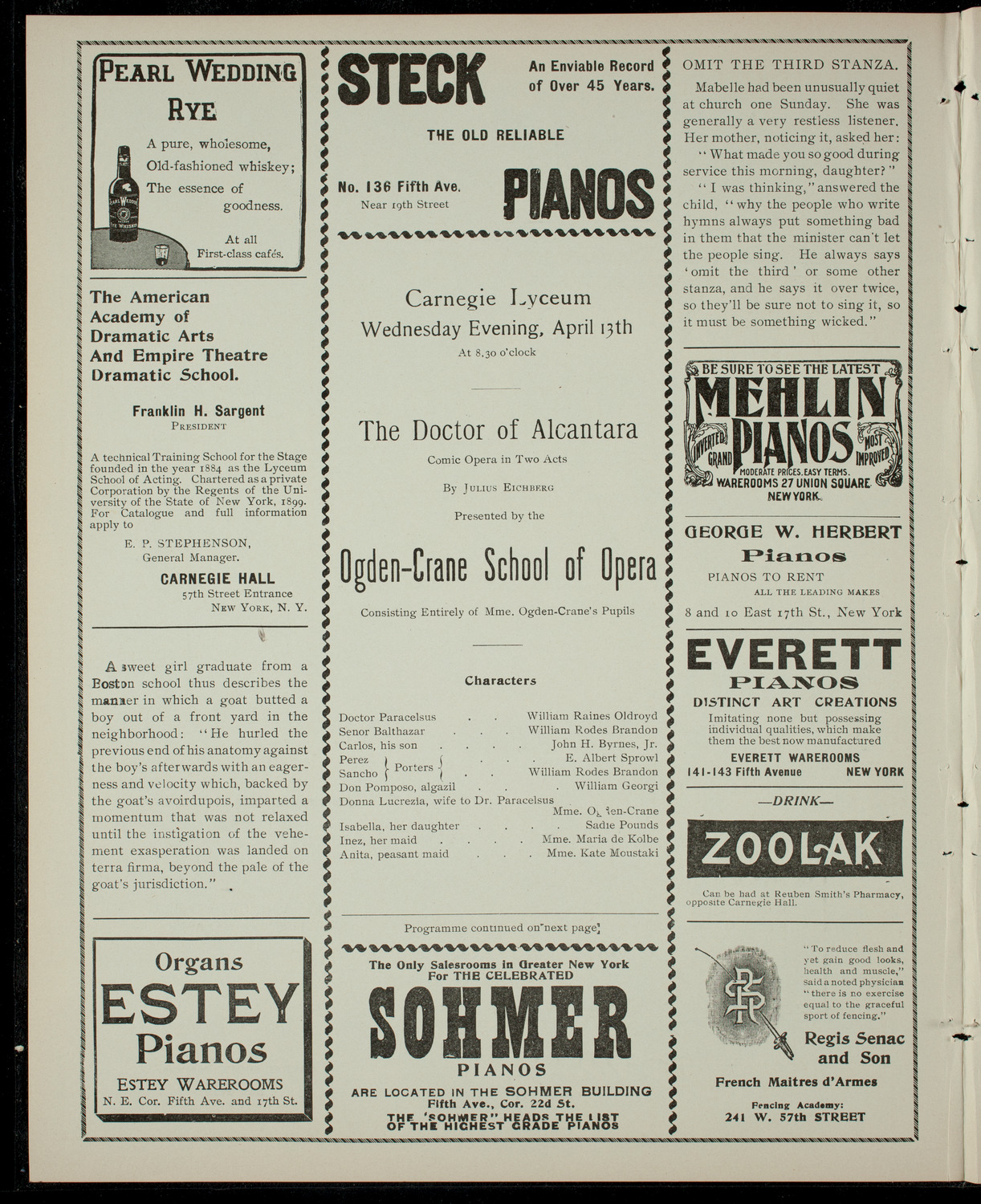 Ogden-Crane School of Opera, April 13, 1904, program page 2