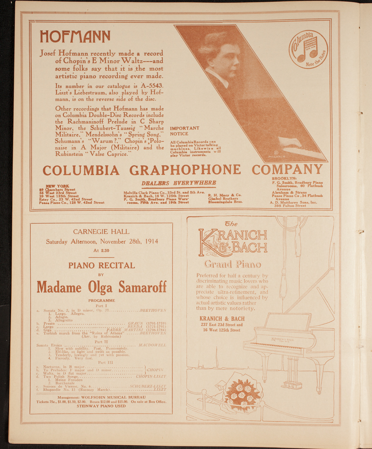 Boston Symphony Orchestra, November 5, 1914, program page 6