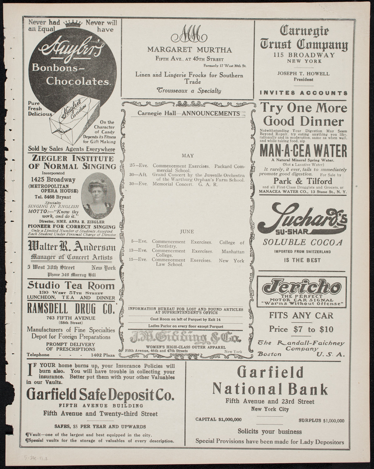 David Bispham, Baritone, May 21, 1911, program page 3