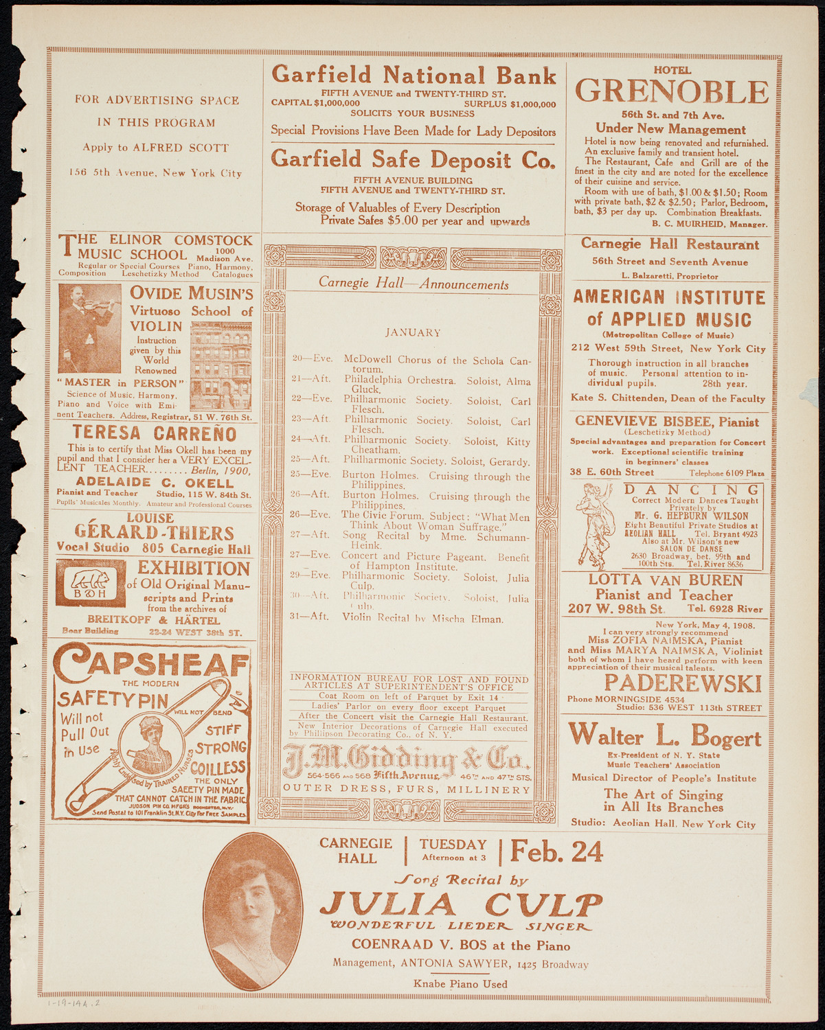 Burton Holmes Travelogue: Hiking Through Luzon, January 19, 1914, program page 3