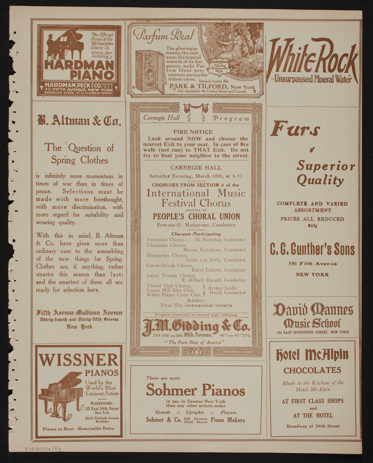 International Music Festival Chorus assisted by People's Choral Union, March 30, 1918, program page 5