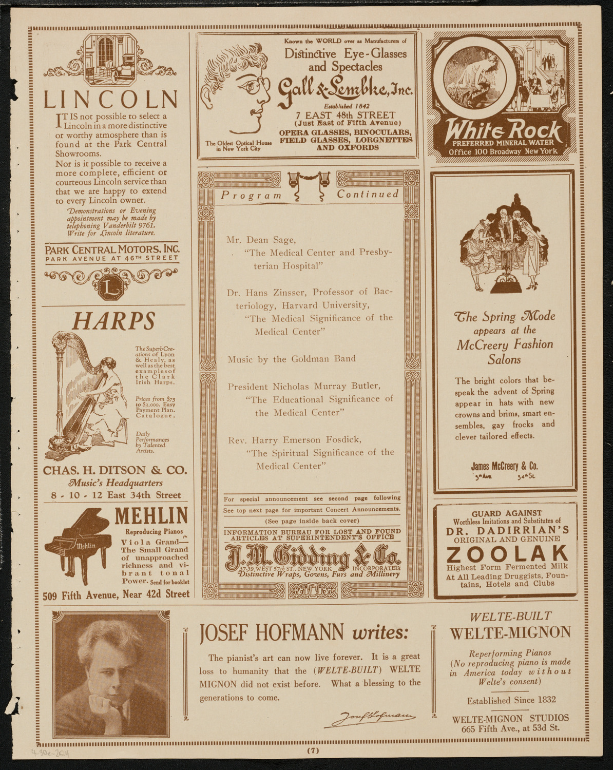 Meeting: Columbia Presbyterian Medical Center, April 30, 1925, program page 7