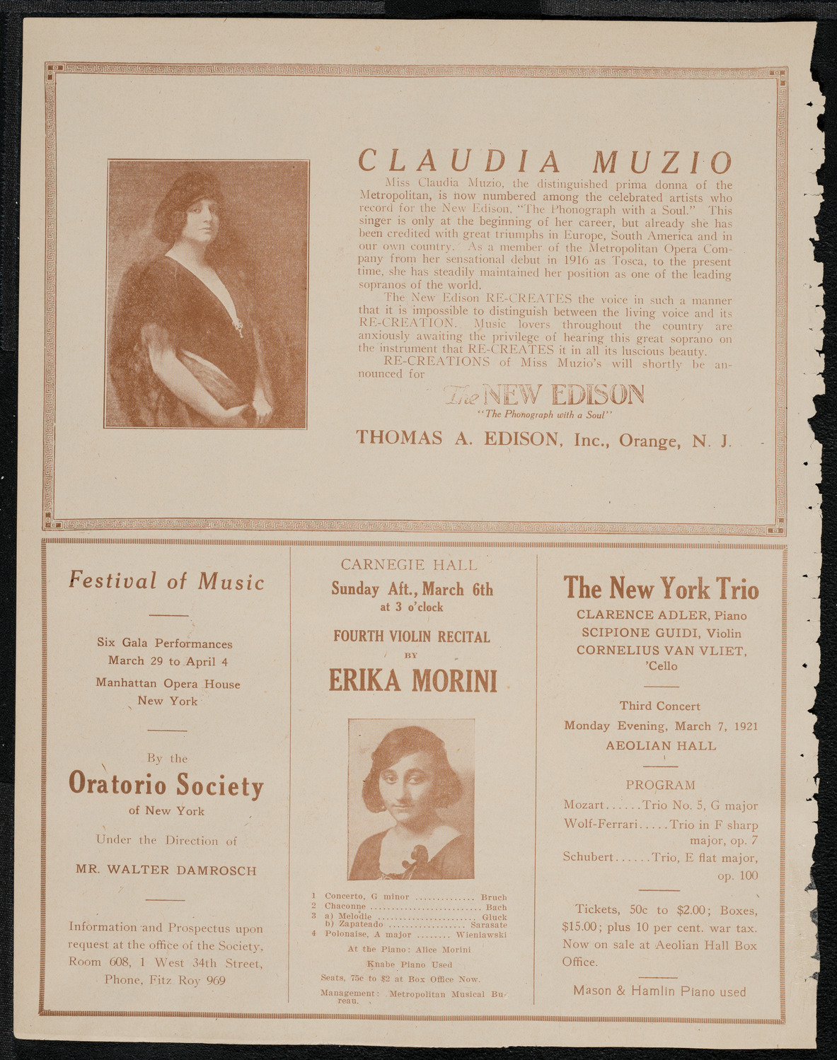 New York Philharmonic, March 3, 1921, program page 2