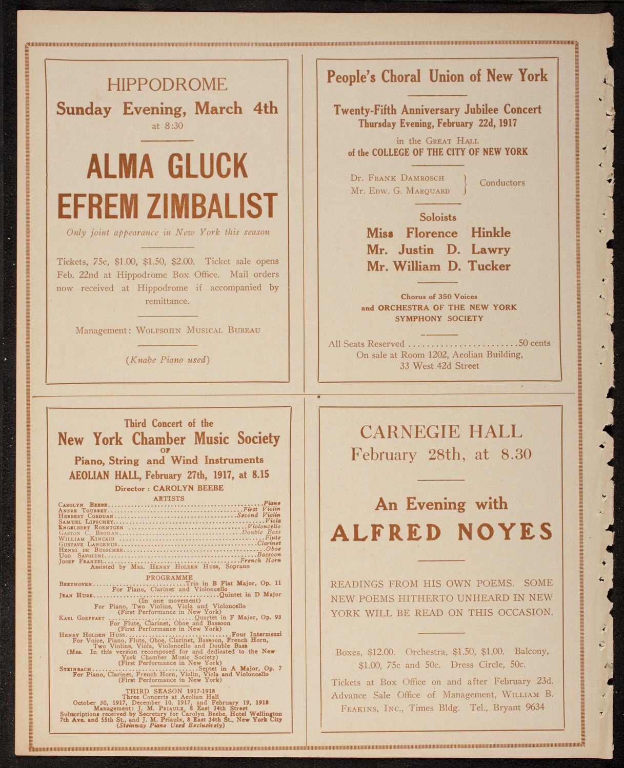 Rudolph Ganz, Piano, February 19, 1917, program page 10