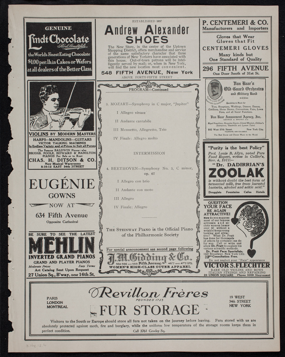 New York Philharmonic, March 14, 1912, program page 7