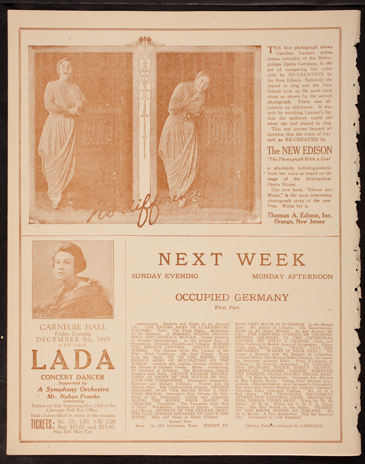 Lecture by Burr McIntosh, November 17, 1919, program page 2