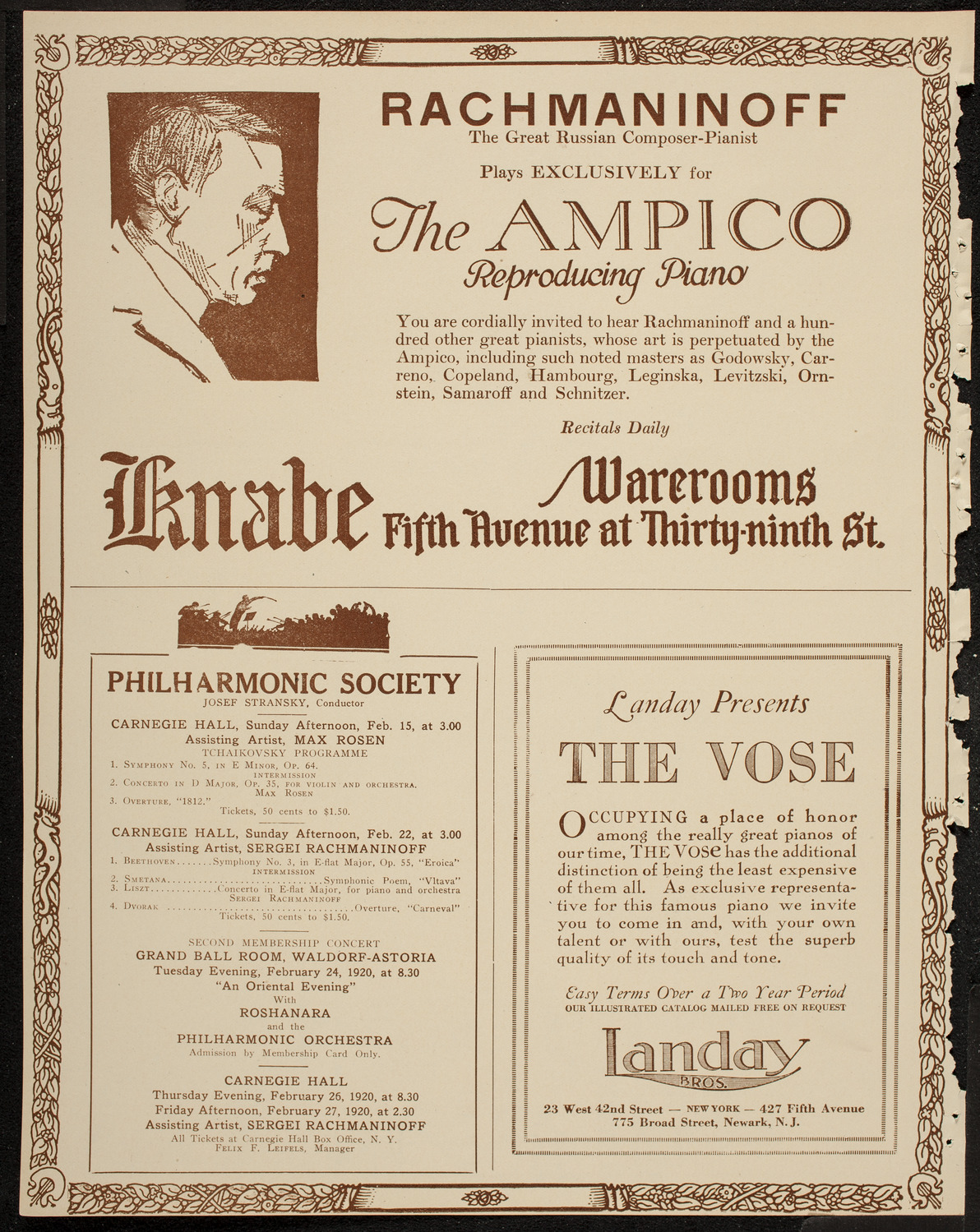 New York Philharmonic, February 13, 1920, program page 12