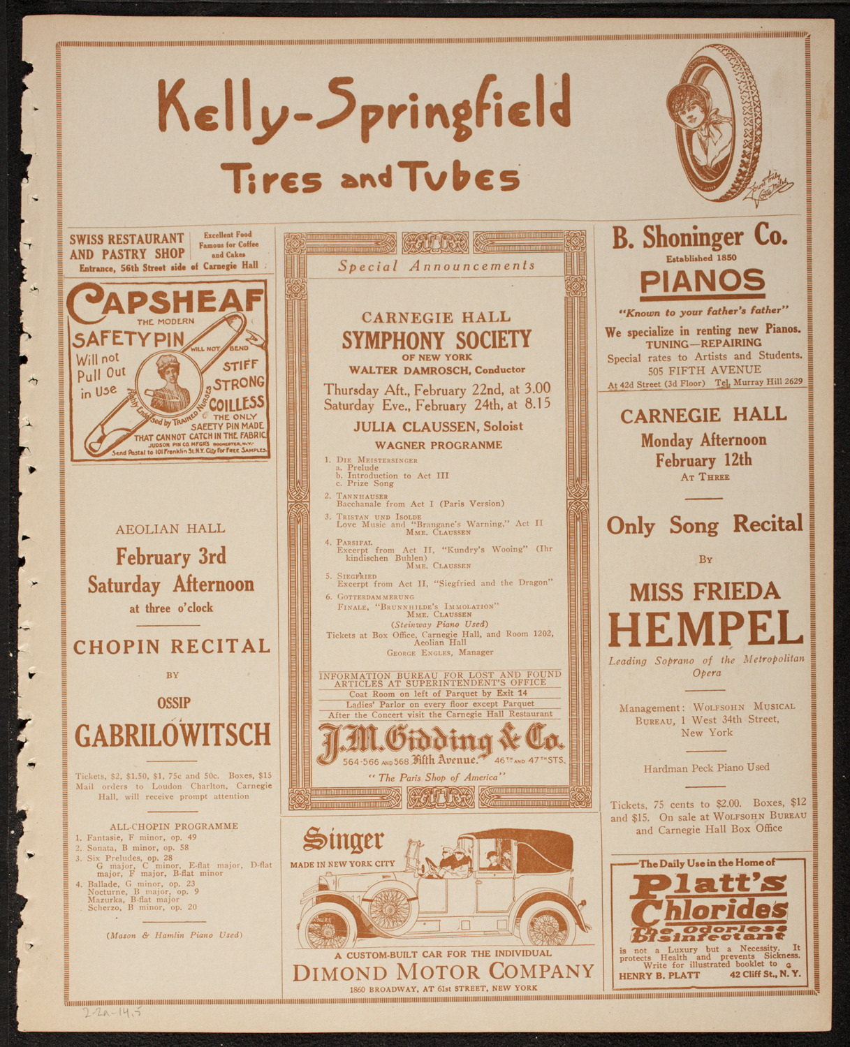 New York Philharmonic, February 2, 1917, program page 9