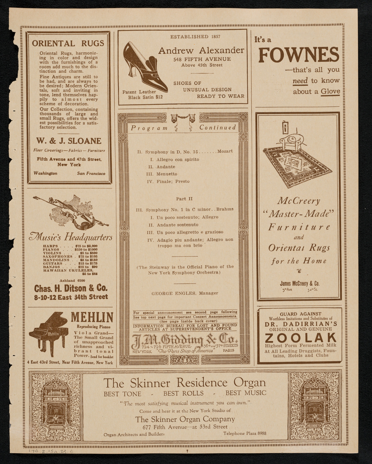 New York Symphony Orchestra, February 15, 1923, program page 7