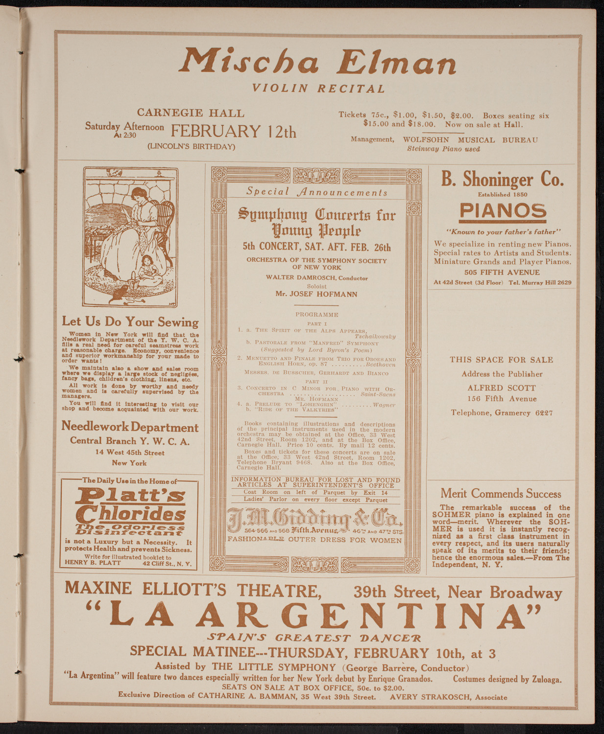 New York Philharmonic, February 5, 1916, program page 9