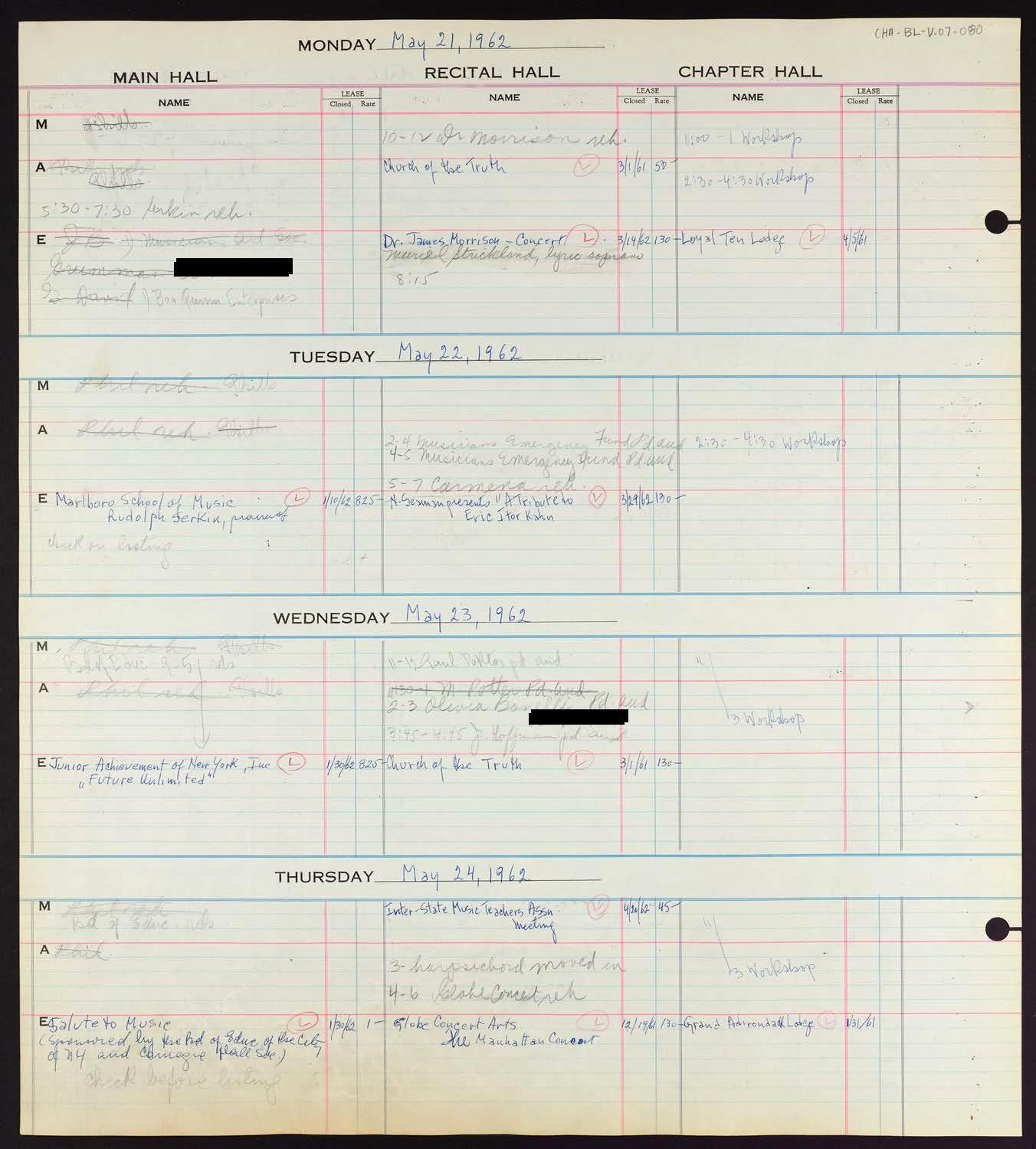 Carnegie Hall Booking Ledger, volume 7, page 80