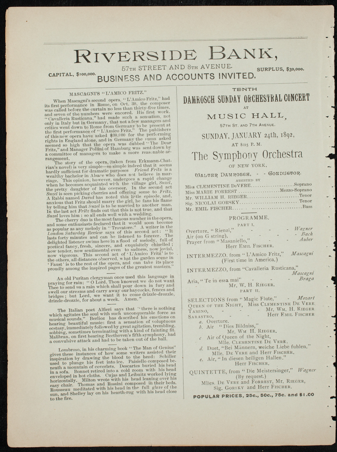 Benefit: German Hospital and Dispensary, January 21, 1892, program page 8