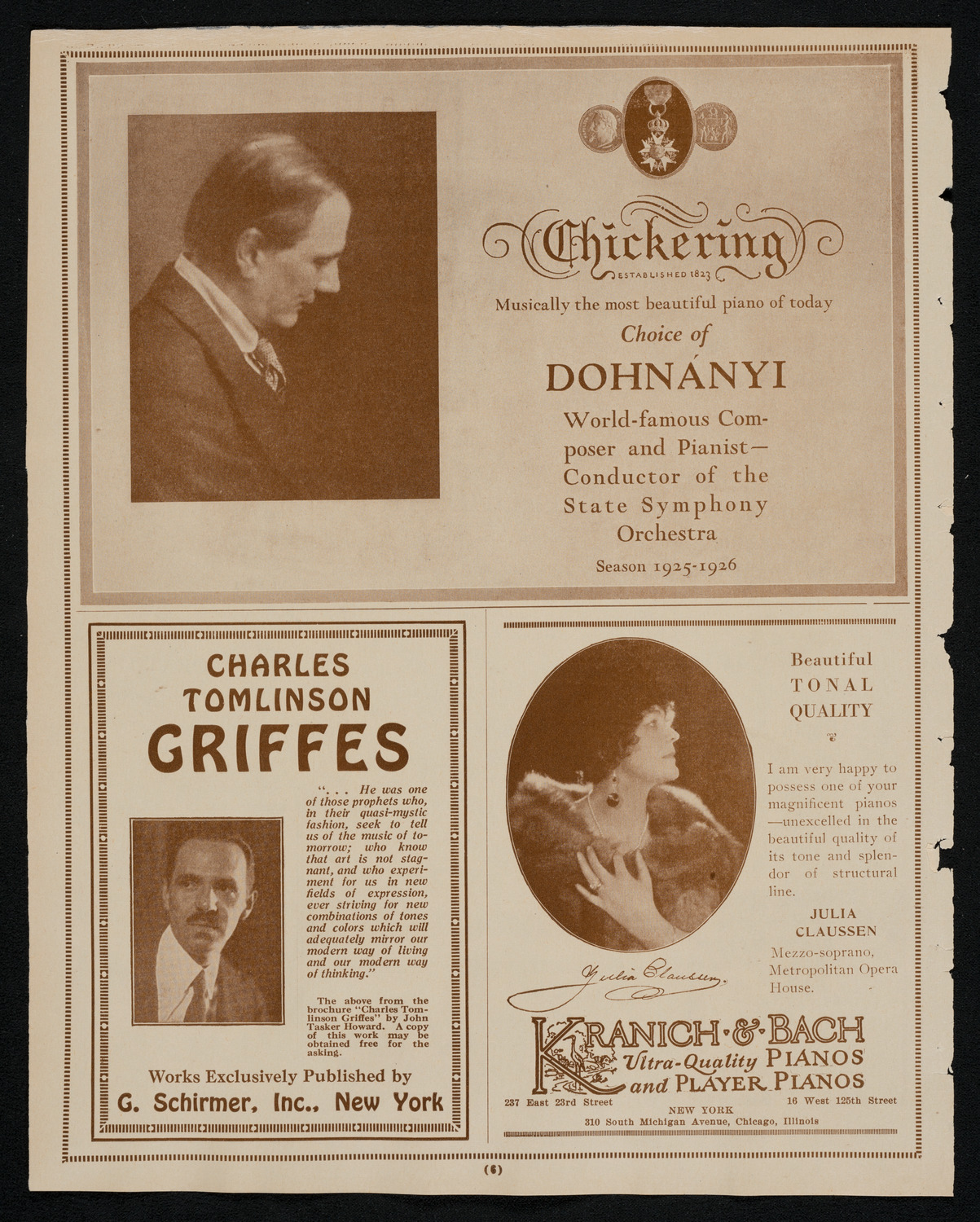 Julia Claussen, Mezzo-Soprano, December 11, 1925, program page 6