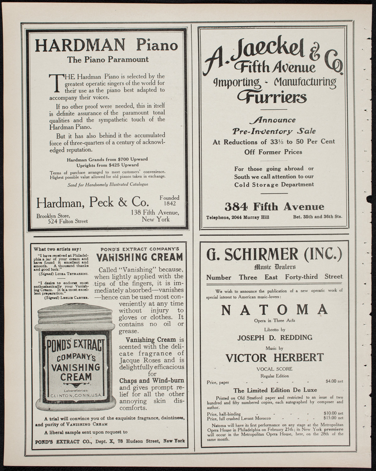 Cantors' Association of America, March 1, 1911, program page 8