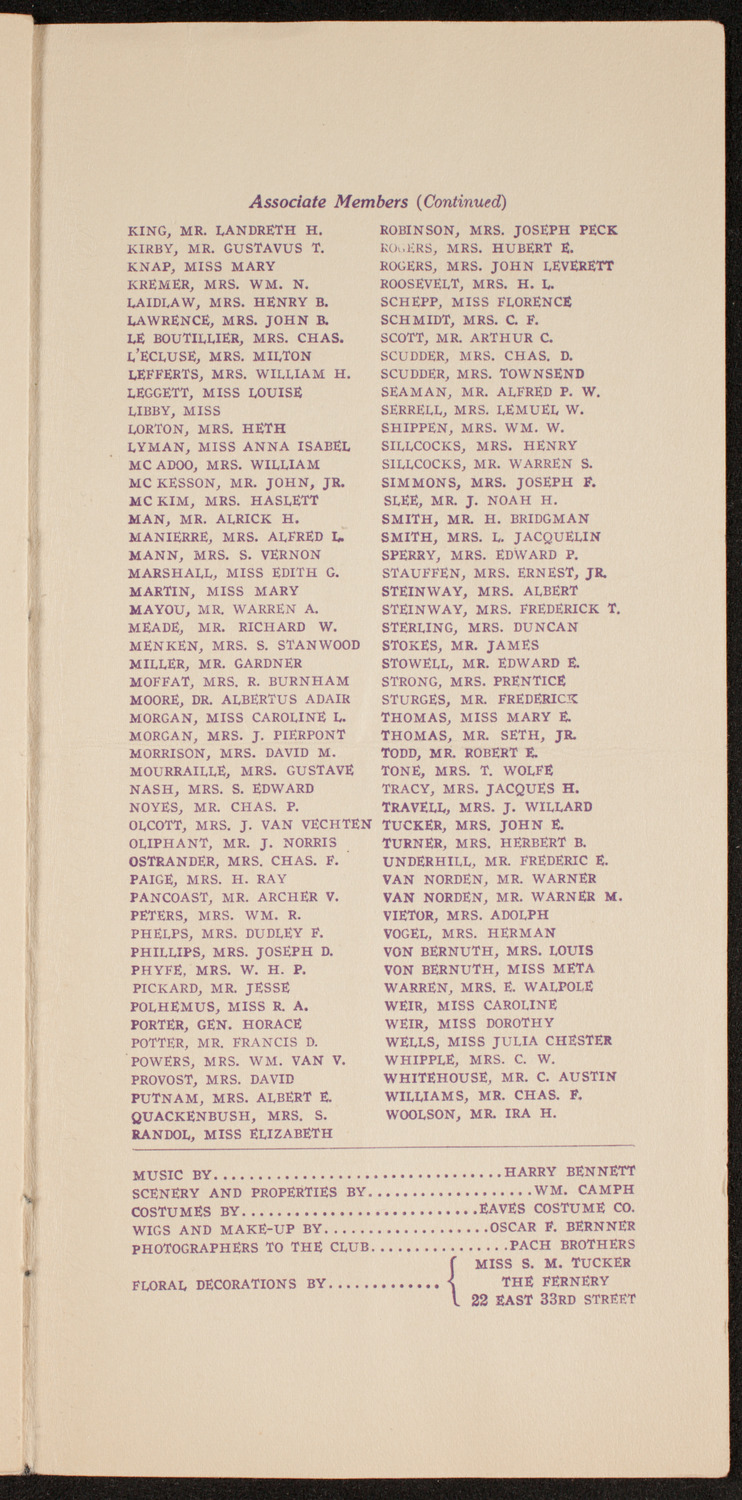 Amateur Comedy Club, April 9, 1913, program page 7