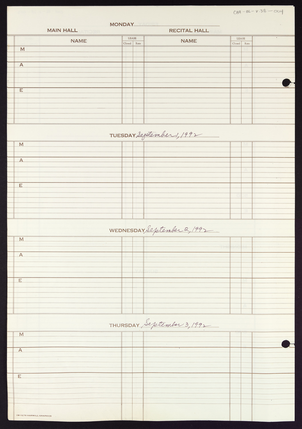 Carnegie Hall Booking Ledger, volume 38, page 4