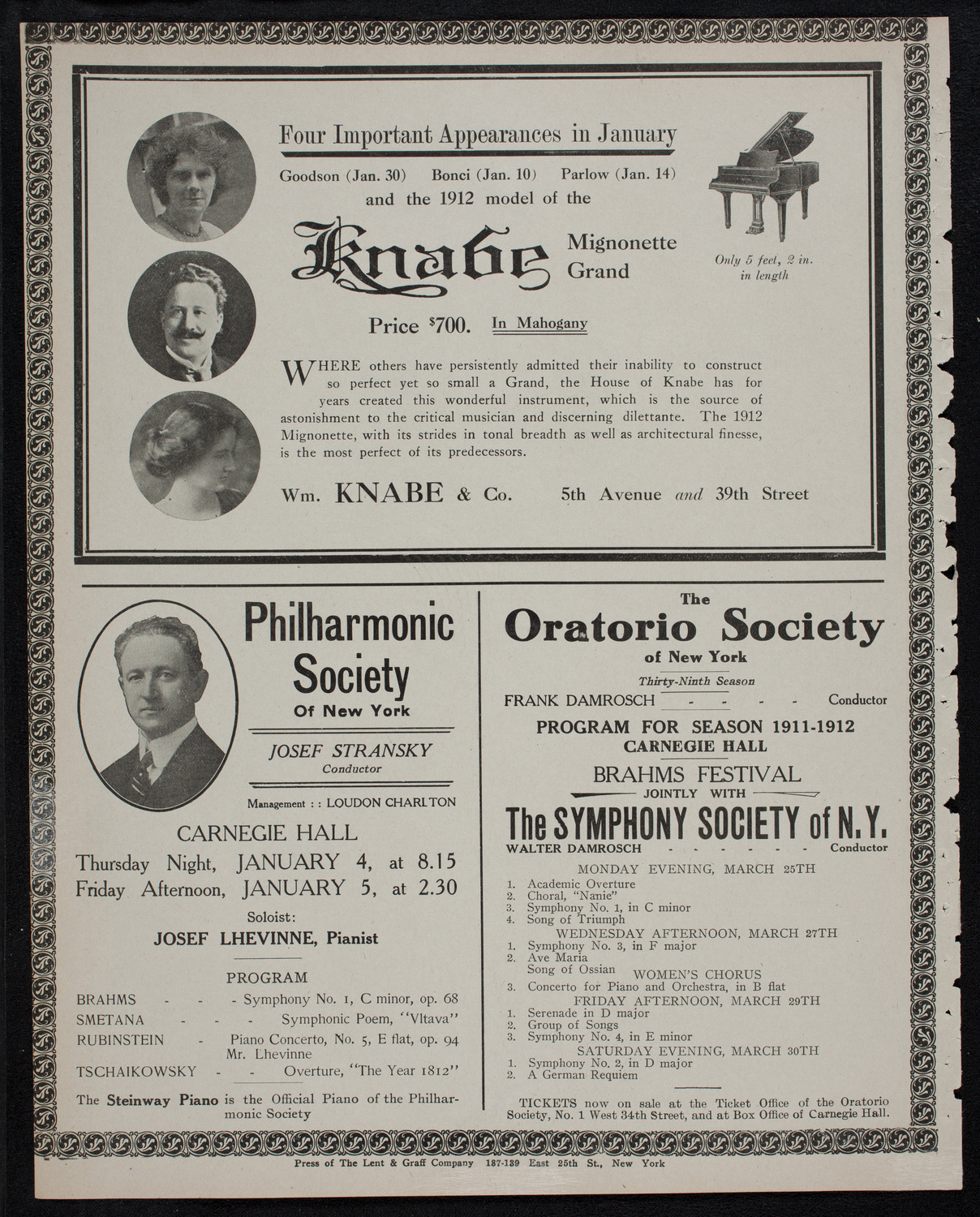 New York Philharmonic, December 29, 1911, program page 12