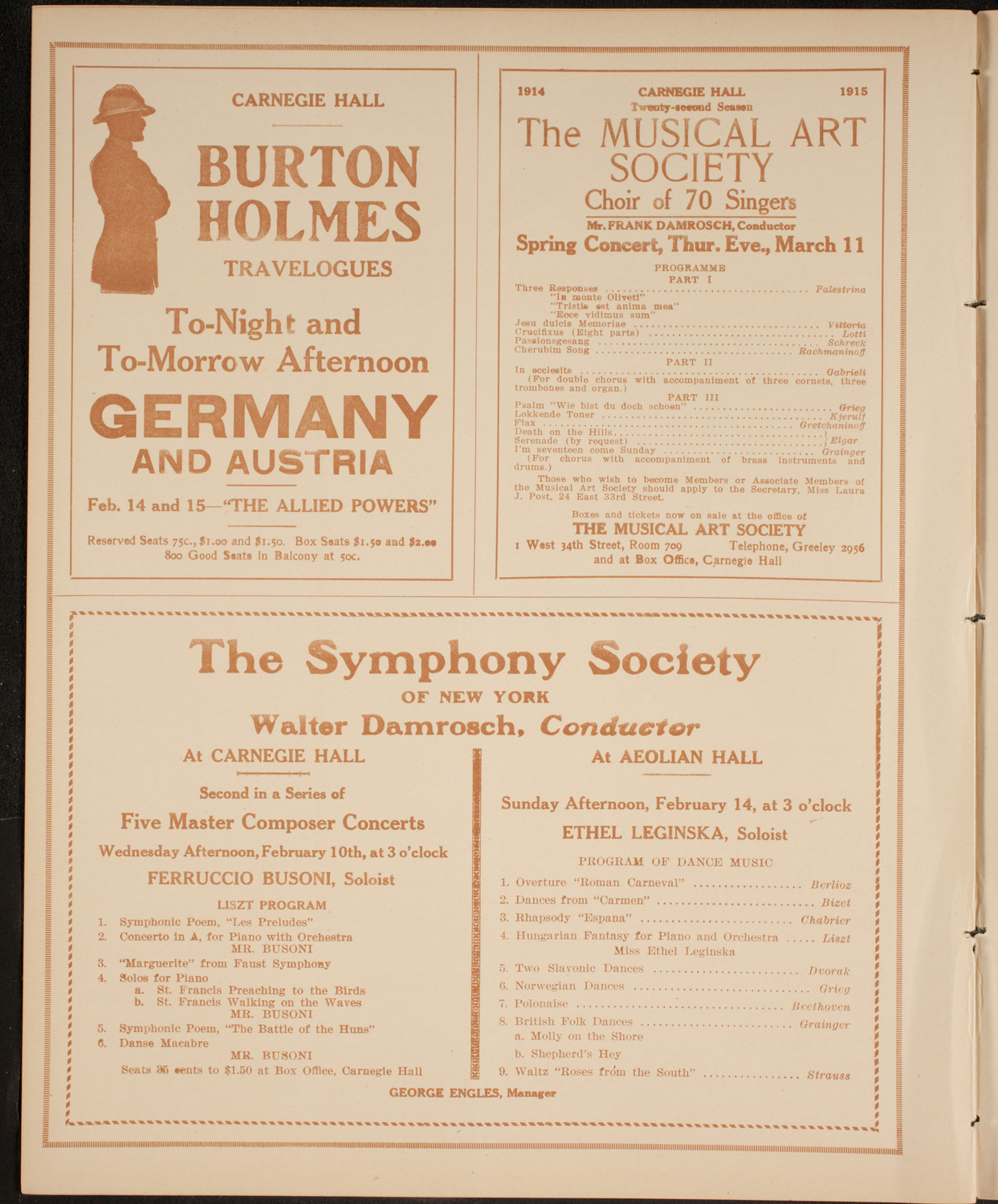 New York Philharmonic, February 7, 1915, program page 8