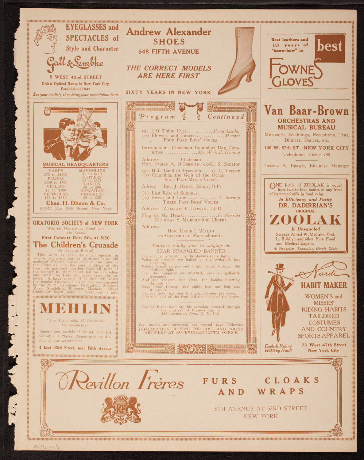 Columbus Day Celebration, October 12, 1917, program page 7
