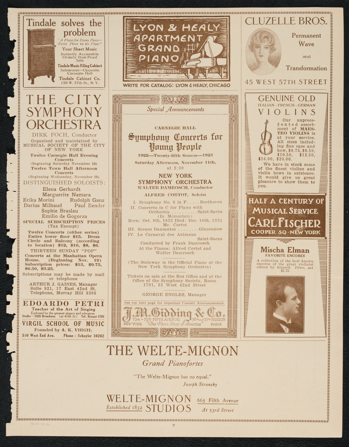 Colin O'More, Tenor, October 25, 1922, program page 9