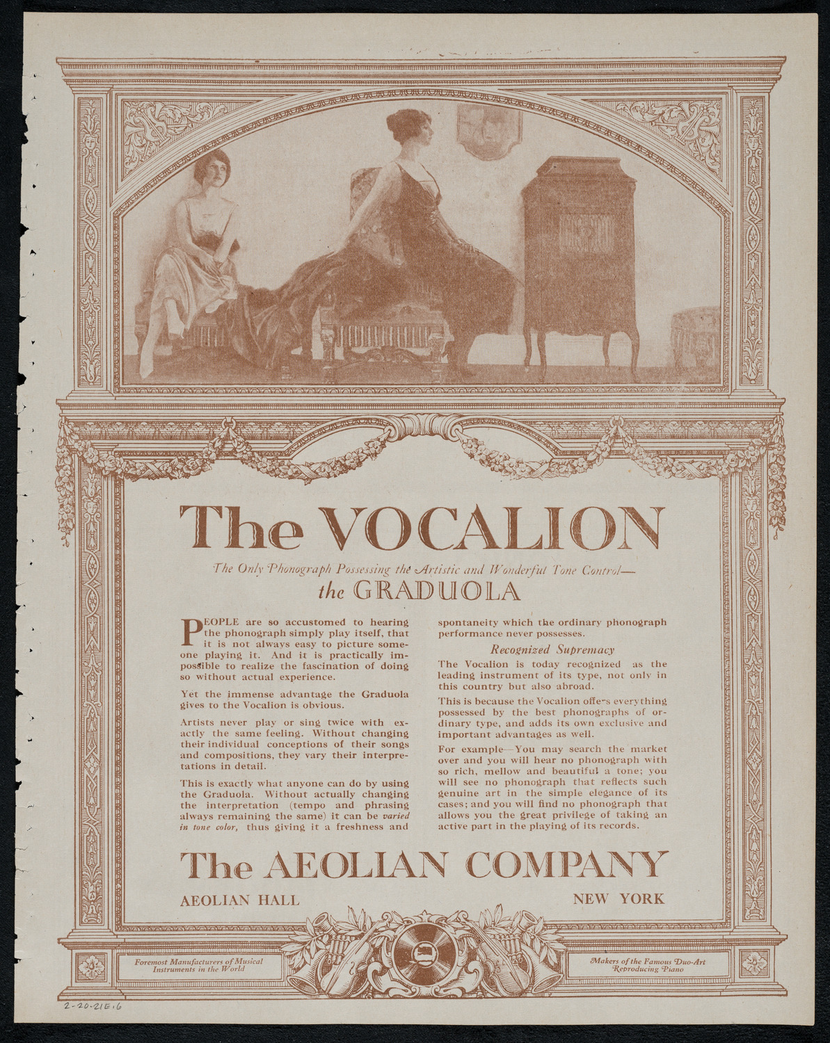 National Symphony Orchestra, February 20, 1921, program page 11