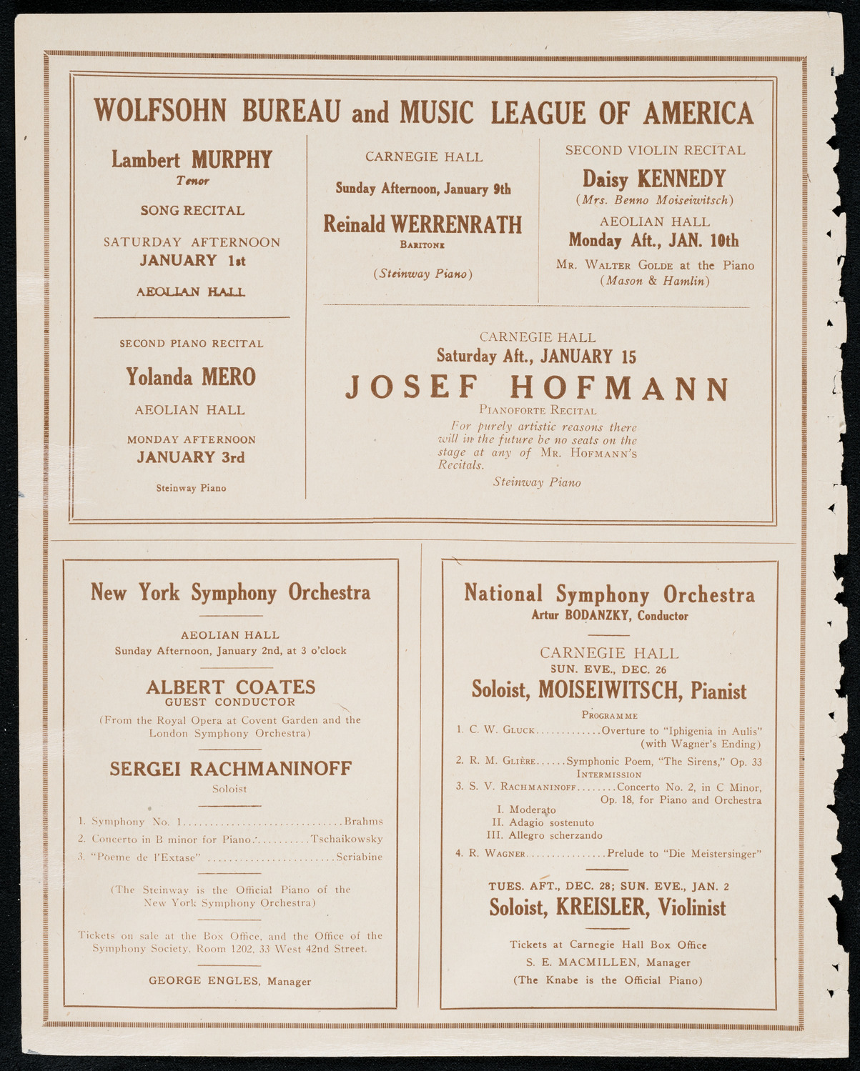 Hipolito Lazaro, Tenor, assisted by Mercedes Padrosa, Piano, and Hector Cabral, Violin, December 26, 1920, program page 8