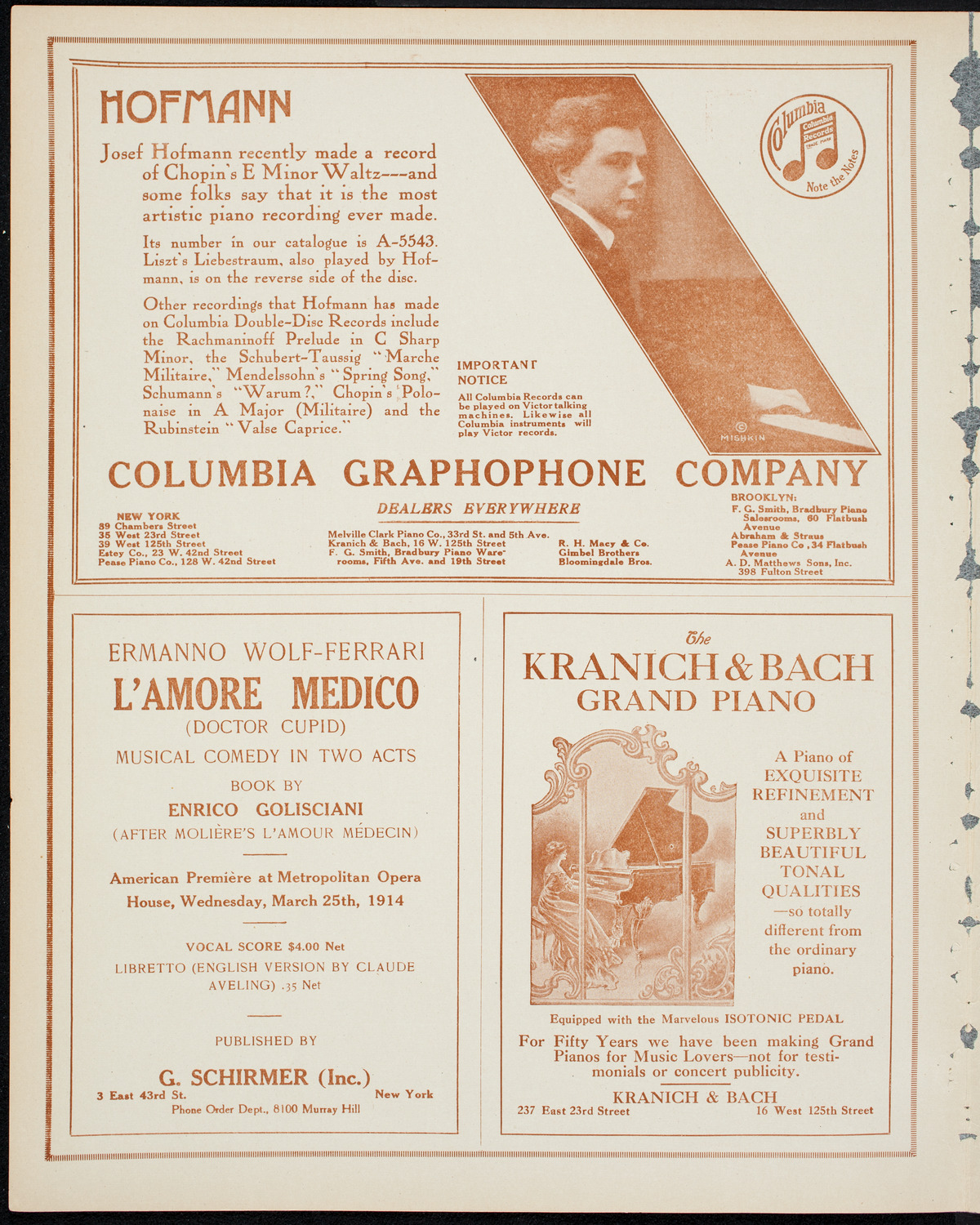 Josef Hofmann, Piano, and Mischa Elman, Violin, April 17, 1914, program page 6