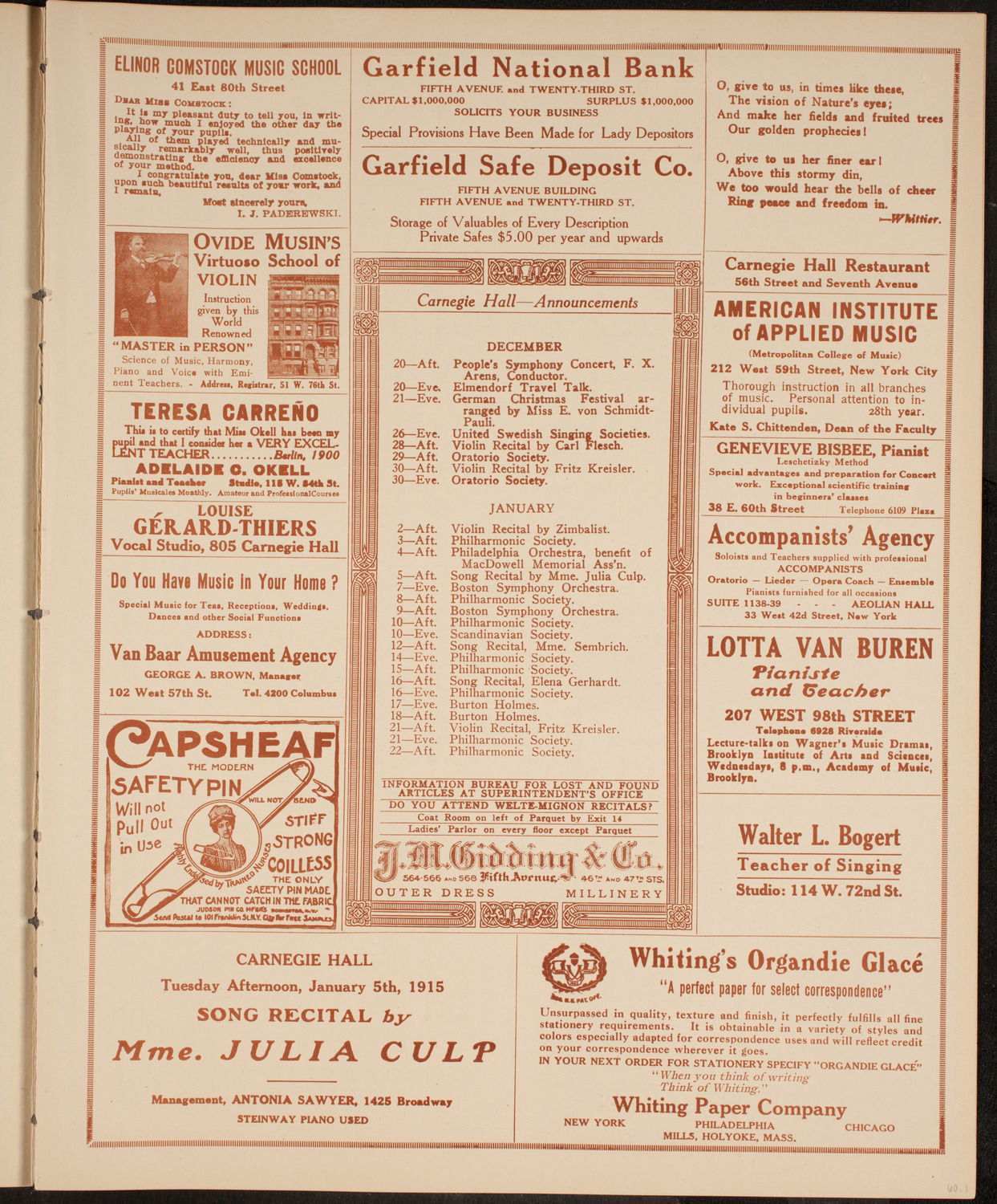 Symphony Concert for Young People, December 19, 1914, program page 3