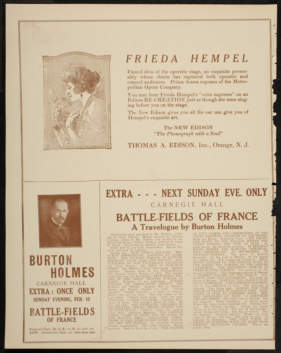 Lecture by Sir Oliver Lodge, February 9, 1920, program page 2