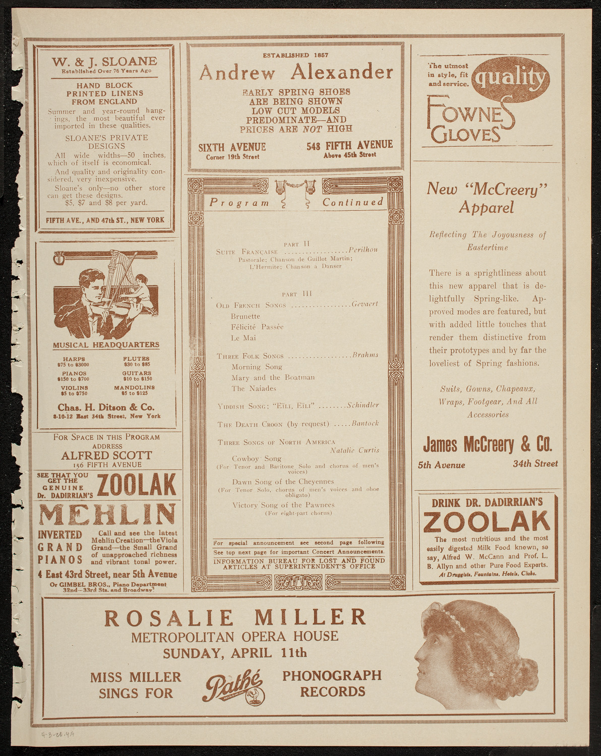 Musical Art Society of New York, April 3, 1920, program page 7