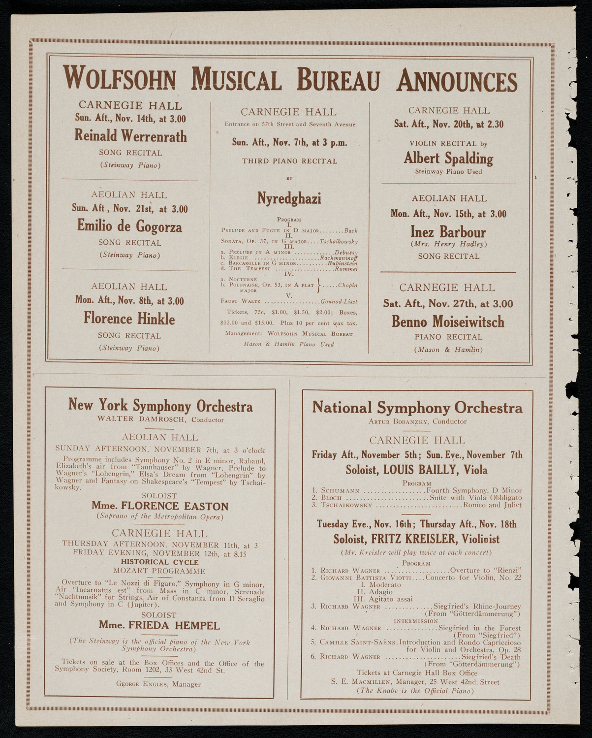 New York Symphony Orchestra, November 4, 1920, program page 8
