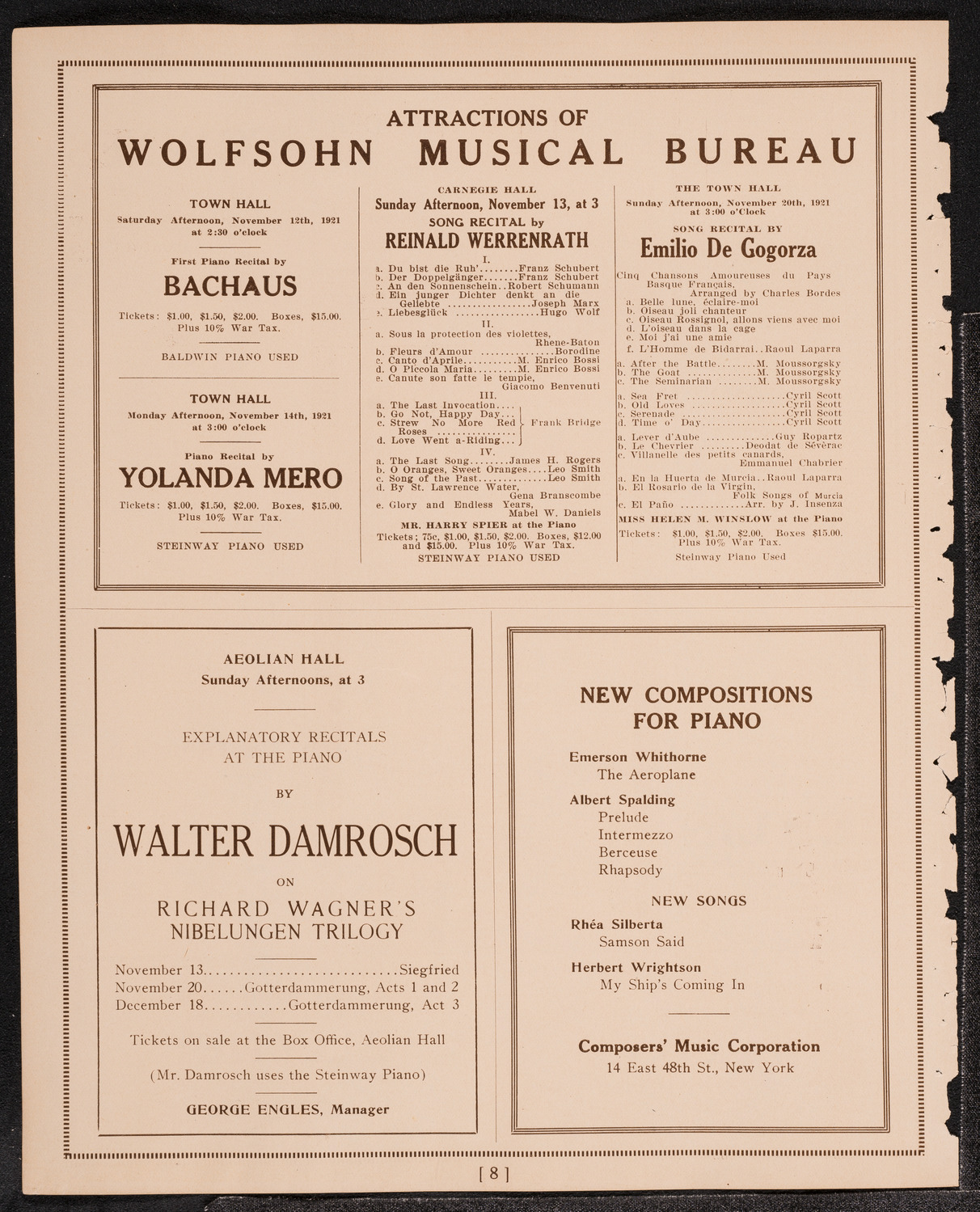 Madeleine MacGuigan, Violin, November 7, 1921, program page 8