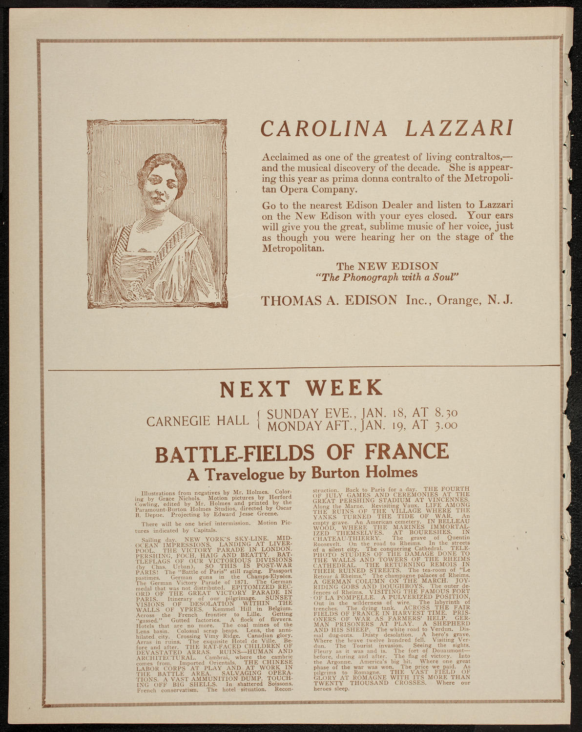 Burton Holmes Travelogue: Belgium, January 11, 1920, program page 2