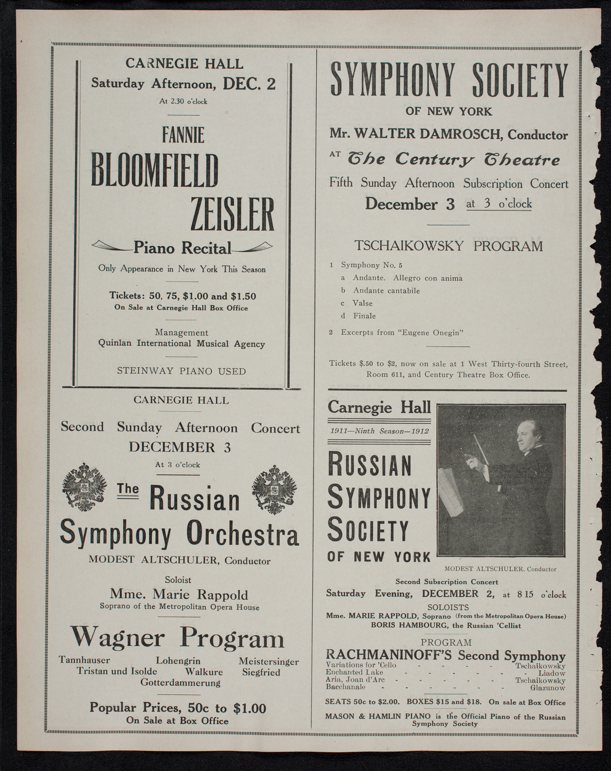 New York Philharmonic, November 23, 1911, program page 10