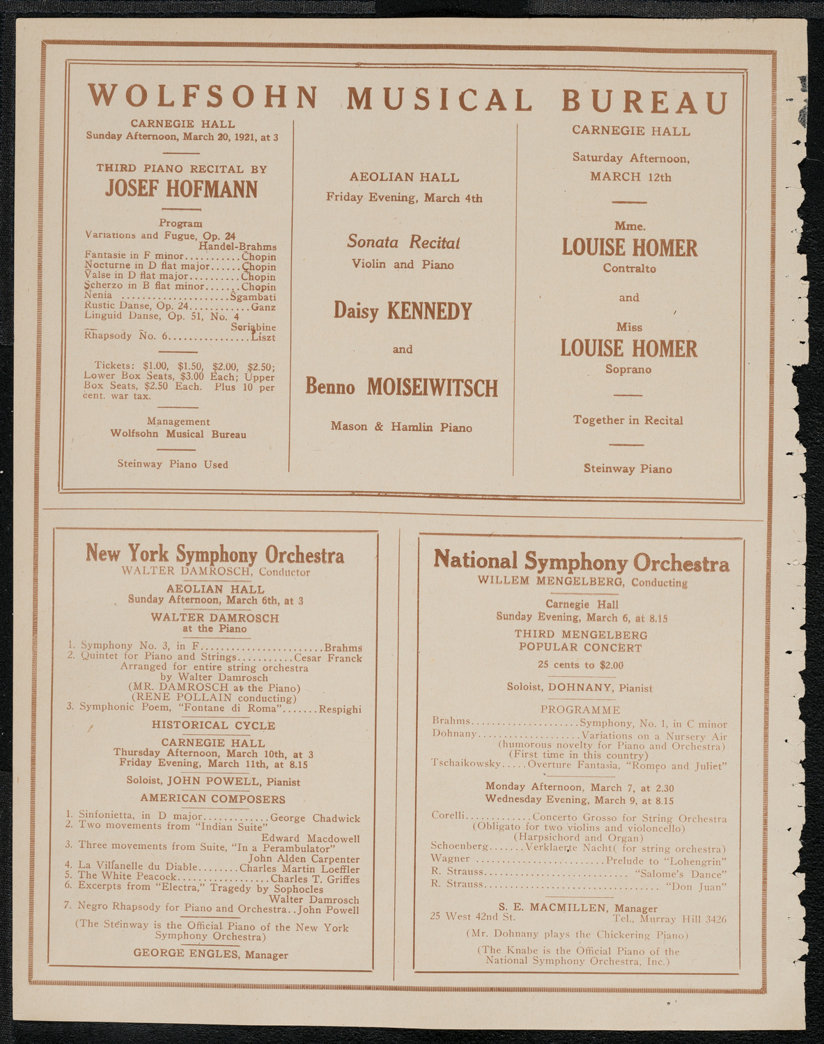 National Symphony Orchestra, March 2, 1921, program page 8