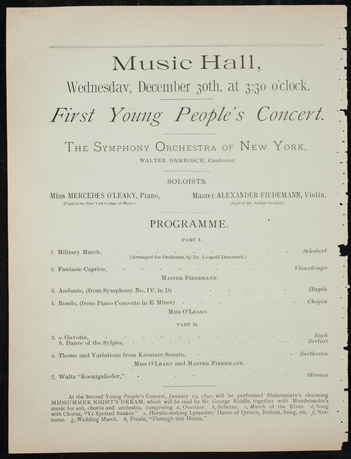 Young People's Concert, December 30, 1891, program page 6