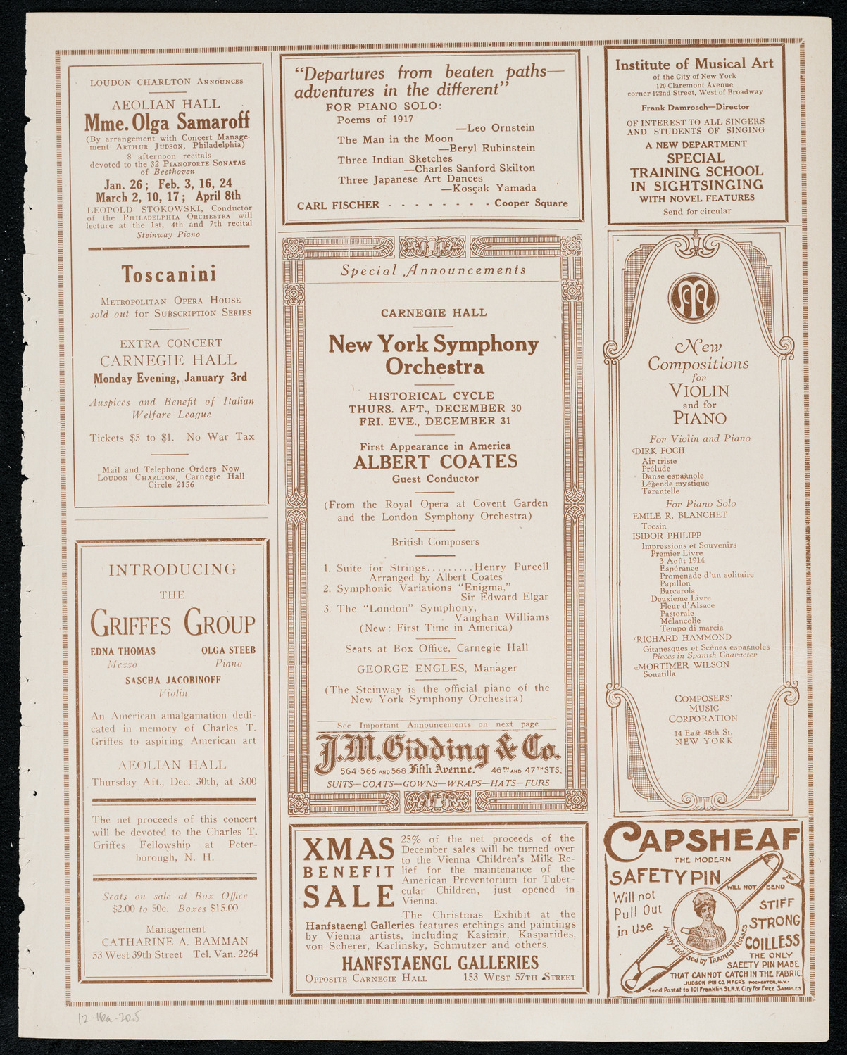 Eddy Brown, Violin, December 16, 1920, program page 9