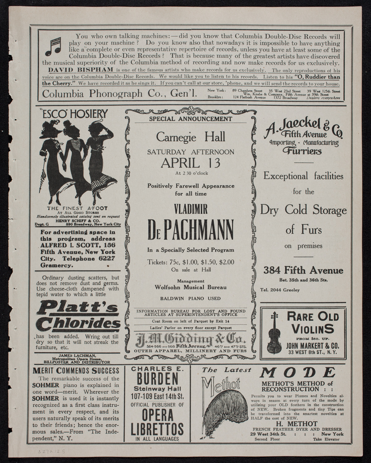 Brahms Festival: New York Symphony Orchestra, March 27, 1912, program page 9