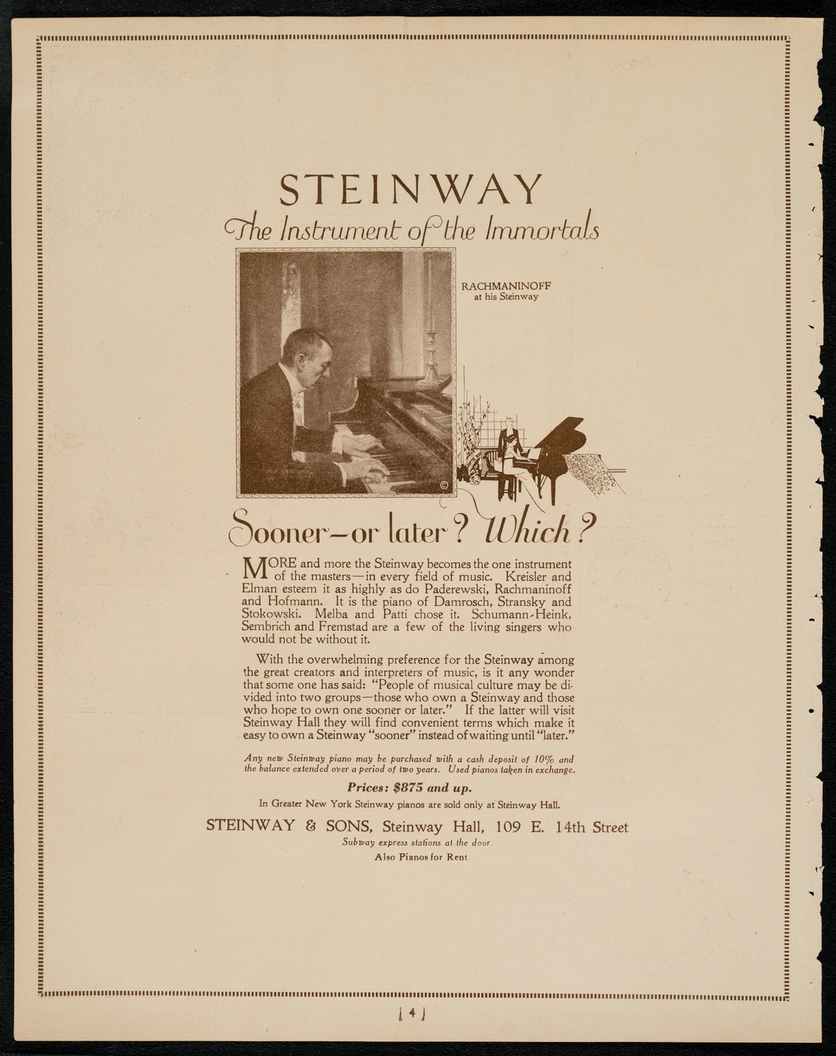 New York Philharmonic, April 26, 1922, program page 4