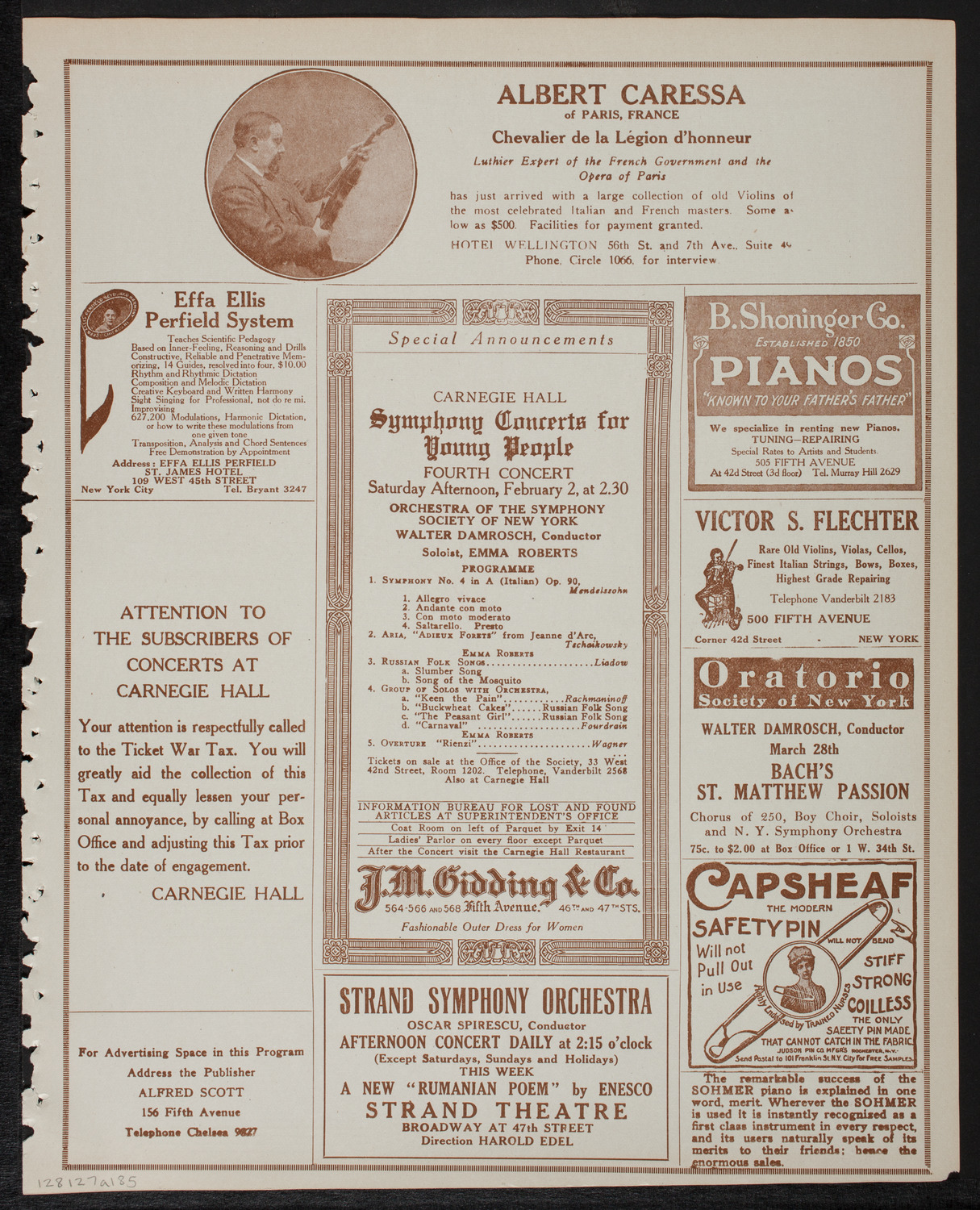 New York Philharmonic, January 27, 1918, program page 9
