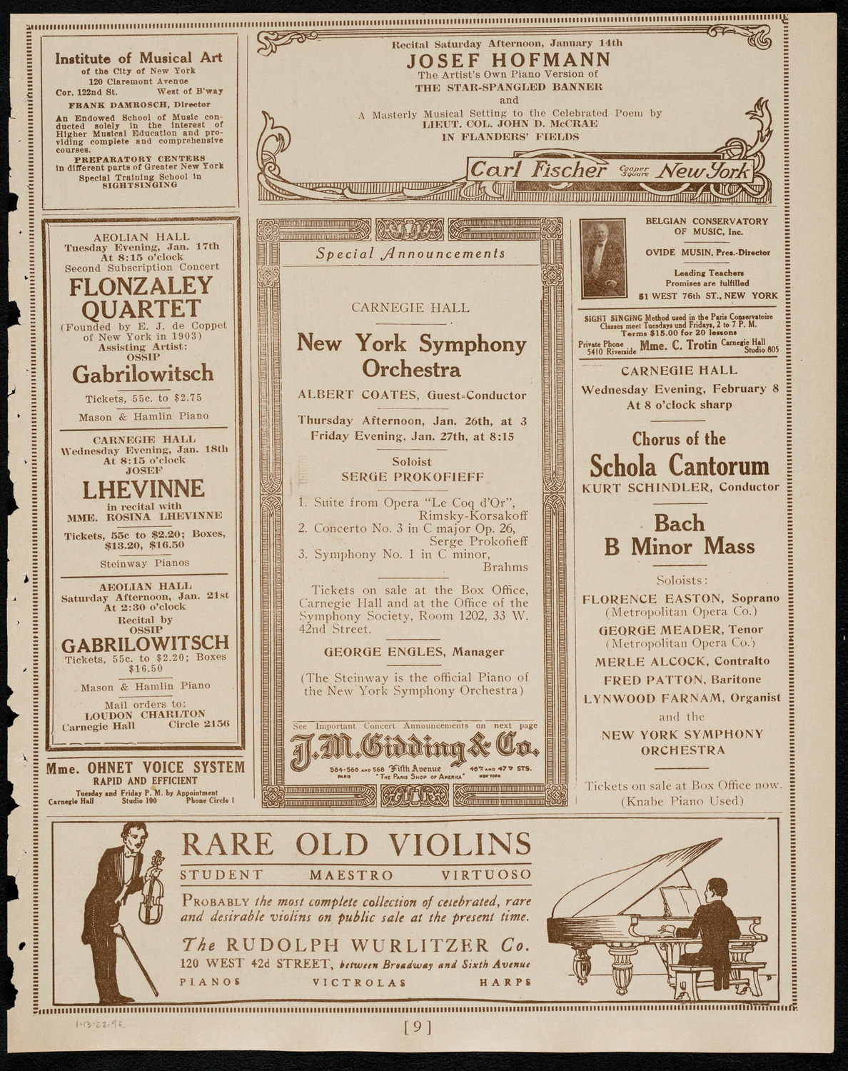 Frieda Hempel, Soprano, January 13, 1922, program page 9